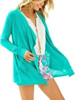 Lilly Pulitzer Teal Chesapeake Cardigan | XL